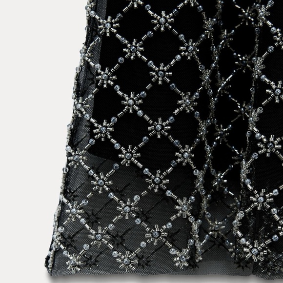 NWT Zara Chic Beaded Jewel Midi Dress - Picture 6 of 17